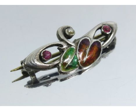 Archibald Knox (attributed) for Liberty and Co., an Arts and Crafts silver and enamelled brooch, William Hair Haseler, Birmin