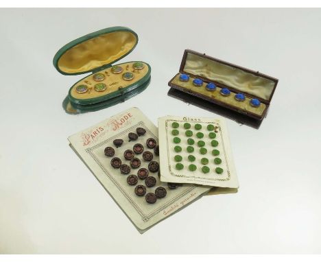 Glass buttons including two cased button sets and two button cards