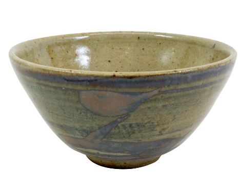 Leach Pottery, a St Ives studio pottery Z bowl, blue green wash and iron oxide decoration, impressed marks, 14cm diameter, 7c