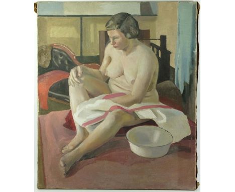 † Geoffrey Underwood (British, 1927-2000), Nude Portrait, oil on canvas, unsigned, dated 1953 on frame and with nude portrait
