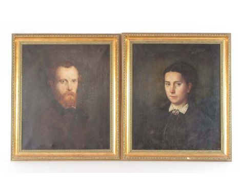 19th Century School,a head and shoulders portrait of a bearded gentleman,unsigned,oil on canvas,59 x 47 cm,together with anot
