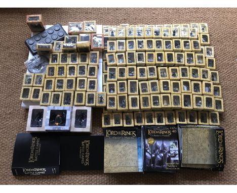 An extensive collection of boxed New Line Cinema The Lord of the Rings painted lead figurines together with associated magazi