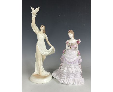 A Royal Worcester Spirit of Peace figurine together with a Worcester "Splendour at Court Collection" A Royal Presentation fig