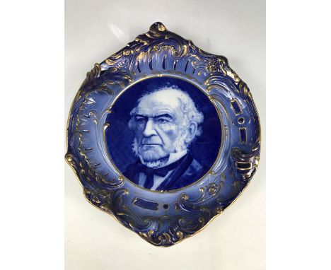A Burgess & Leigh wall plaque transfer-printed with the portrait of British Prime Minister William Ewart Gladstone (1809-1898