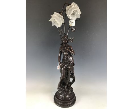 A cast-metal figural table lamp, 86 cm high 