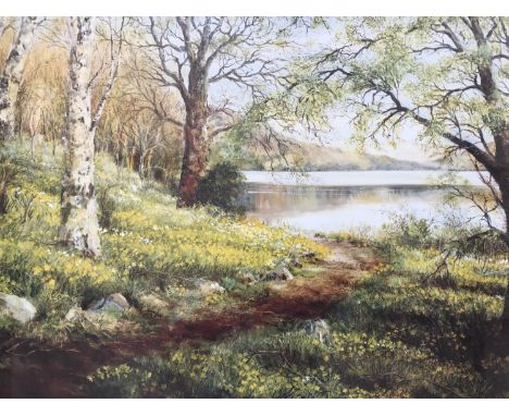After Brian Eden (20th Century) Wordsworth Daffodils, Ullswater, signed limited edition offset-lithograph, 1621/5000, framed 