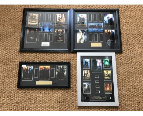 A Lord of the Rings 'Trilogy' 35mm film cell presentation, framed and mounted under glass, 39 x 42 cm, together with a montag