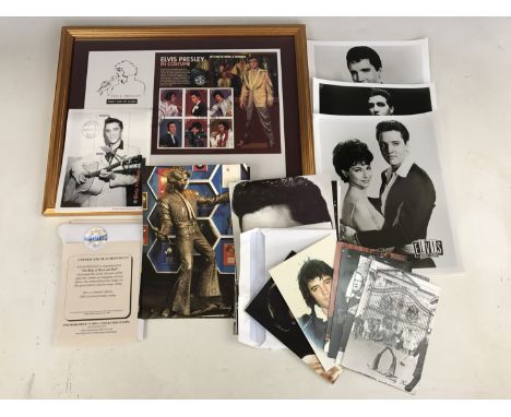 A Benham's framed Elvis Presley in Costume limited edition first day of issue stamp sheet, 21/100, together with a quantity o