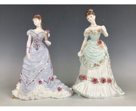 Two Royal Worcester figurines including The Golden Jubilee Ball and A Royal Anniversary, both from the Splendour Court Collec