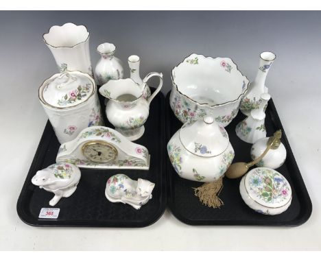 A quantity of Aynsley Wild Tudor wares including vases, lidded trinket boxes and a clock etc
