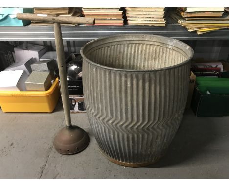 A vintage Star galvanised dolly tub and poss stick 