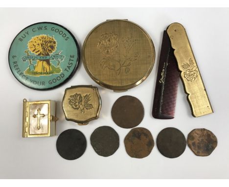 Collectors' items including a Co-operative Wholesale Society "Buy C.W.S Goods & Reflect on Your Good Taste" advertising hand 
