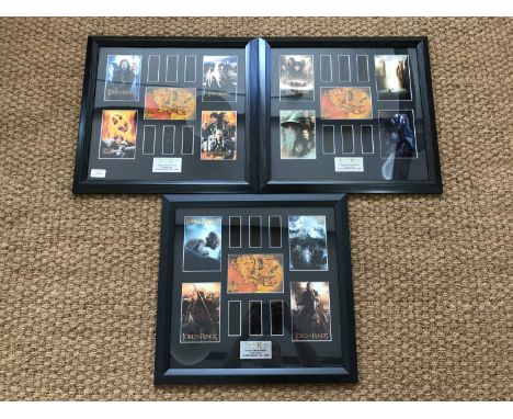 Three Lord of the Rings 35mm film cell presentations certified by Excalibur, to including The Fellowship of the Ring, The Two