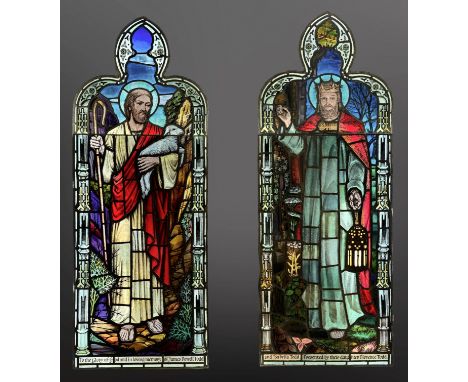 The Todd Family of Sunderland, a dedicated pair of stained glass lancet windows, 'To the Glory of God and in loving memory of