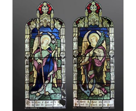 Sarah Grace of Sunderland, a dedicated pair of stained glass lancet windows, 'To the Glory of God and in Memory of Sarah R Gr