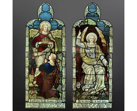 The Alder Family of Sunderland, a dedicated pair of stained glass lancet windows, Revelation 2:10 - I will give unto thee a C