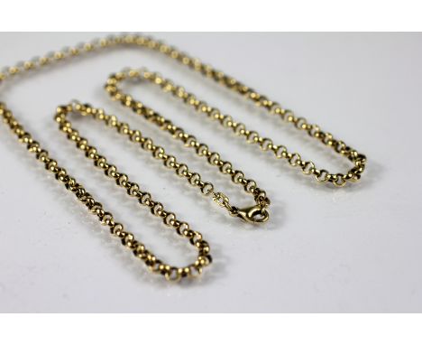 A 9ct gold belcher link chain, with lobster clasp, stamped 375, 'F B M', weight 22gms, overall length 63.5cm