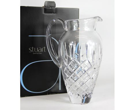 A Stuart Crystal 'Shaftesbury' water pitcher, etched mark, 27cm high, with box 