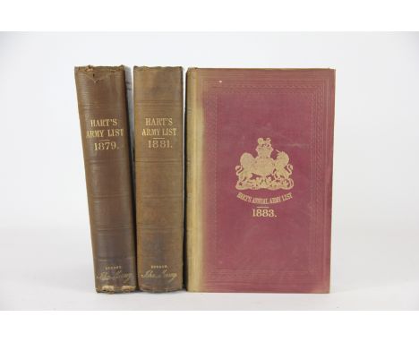 HART (LIEUTENANT GENERAL), THE NEW ANNUAL ARMY LIST, MILITIA LIST, 3 vols, 1879, 1881 and 1883, embossed red cloths, John Mur