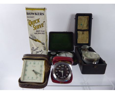 A Collection of Miscellaneous Items, including John Nesbitt Tachometer, in the original box, Hasler Pressure Gauge, Quick Ser