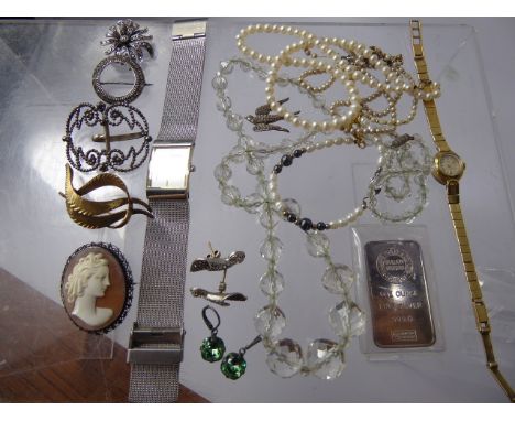 Miscellaneous Collection of Costume Jewellery, including Marcasite cameo, earrings, brooches together with Skagen Danish lady