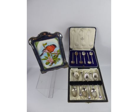 A Boxed Set of Silver Shell Motiff Teaspoons, Sheffield hallmark dd 1890, mm HA Harry Atkin, together with a boxed set of sil