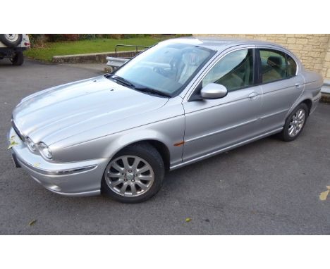 A 2001 Silver Jaguar X-Type V6 Four Door Saloon. The vehicle having a 2495 cc petrol engine and having covered 79,800 miles w