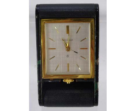 A Vintage Jaeger la Coutre Eight Day Travelling Alarm Clock, nr 121168 and Patent nr 365.884.