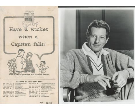 Danny Kaye signed A J McIntyre benefit Surrey cricket scorecard 4/6/55, comes with vintage unsigned 10x8 photo. Good conditio