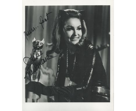 Julie Newmar signed 10x8 vintage Catwoman black and white photo. Good condition. All autographs come with a Certificate of Au