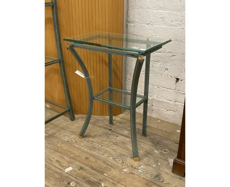 Pierre Vandel, A Patinated metal and glass console table H75cm, W59cm, D38cm