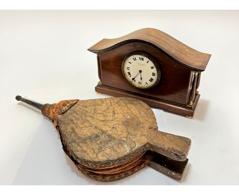 An Edwardian mahogany arched mantel clock, retailed by James Rich and Sons of Edinburgh, with enamelled dial and Arabic numer