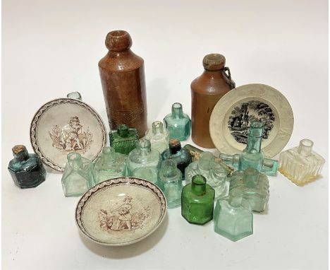 A Schweppes stoneware bottle with engraved inscription to front To the Prince of Wales, (17cm x 7cm) and another stoneware fl