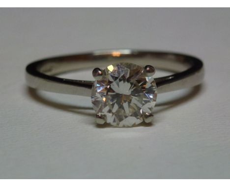 1.04ct diamond solitaire platinum ring, ring size N, colour g clarity vvs2. Condition report: ring as new. Very high quality 