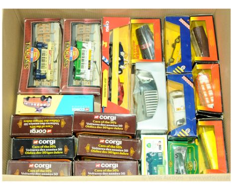 Corgi a boxed group to include 33201 AEC Regal Coach Set 'Finglands', C79 Jeep/Saab 9000 Set, 314 Supercat Jaguar XJS-H.E., A
