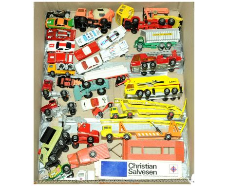 Matchbox a unboxed group to include Superkings Peterbilt Truck &amp; Trailer 'Christian Salvesen', King Size Scammell 6x6 Tra