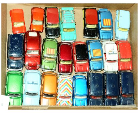 Corgi, Dinky &amp; Matchbox Group Of Unboxed Mini Cars. To Include Austin Mini Countryman - Surfing, Dinky Mini Minor - Red /