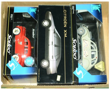 Solido a boxed group to include 8205 Renault 4CV, 8036 Citroen 2CV Raid 1966 &amp; Citroen XM. Conditions generally appear Ex