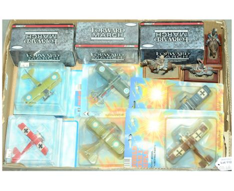 A mixed group to include 3x boxed Corgi Forward March models, 3x unboxed Mounted Figures, 6x boxed World War I planes. Condit