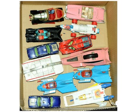 Corgi a unboxed TV &amp; Film related group to include Buck Rodgers Star Fighter, 2x Supermobile (Superman), Batmobile, Chitt