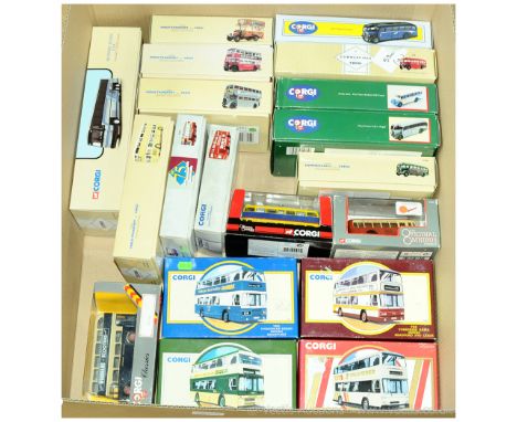 Corgi a boxed Bus group to include 98421 MCI-102-DL3 Demonstration Bus, 97232 Leyland Atlantean Bus 'Wallasey Corporation', 9