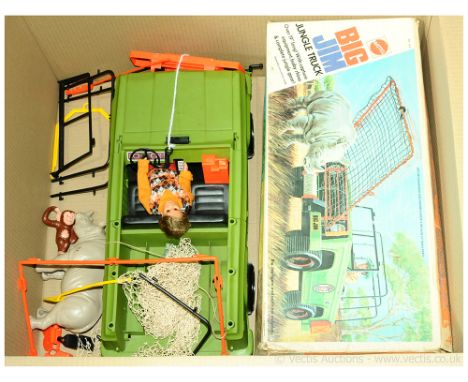 Mattel a boxed 7319 Big Jim Jungle Truck. See photo for contents. Conditions generally appear Good Plus in generally Fair box