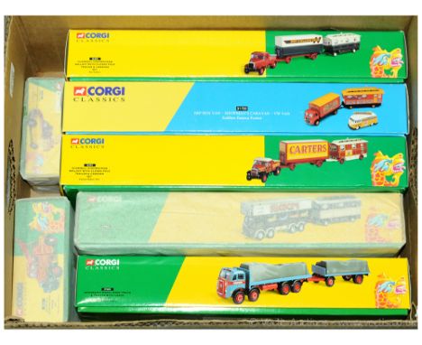 Corgi a boxed Circus related group to include 31702 ERF Box Van - Showmans Caravan - VW Van 'Saddlers Famous Funfair, 16501 S