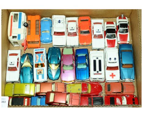 Corgi Whizzwheels Group Of Unboxed Vehicles. Ford Capri 3 Liter GT - Day Glo Orange, Range Rover Ambulance, Morris Marina Cou