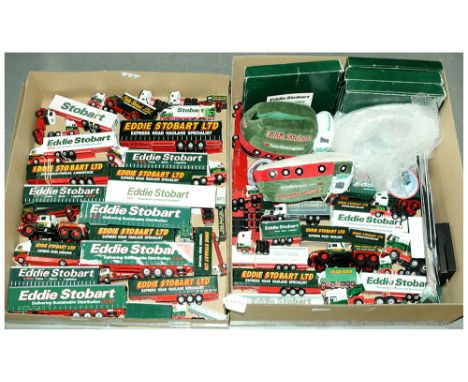A mainly unboxed Eddie Stobart related group to include Corgi, Lledo, Atlas Edition and similar models, plates, coaster and o