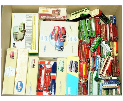 A partially boxed Bus related group to include manufacturers such as Corgi, Lledo, EFE and similar. See photo for models. Con