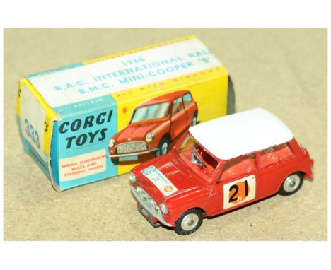 Corgi 333 BMC Mini Cooper S "RAC International Rally" - red including interior, white roof, silver trim, spun hubs, racing nu