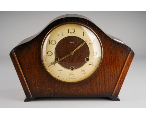 An Art Deco Smiths oak cased mantle clock., Westminster chime, movement stamped SMITHS