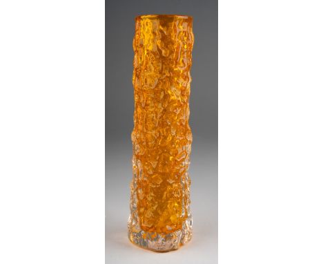 A Whitefriars "Finger" orange bark vase, approx 14.5cm high