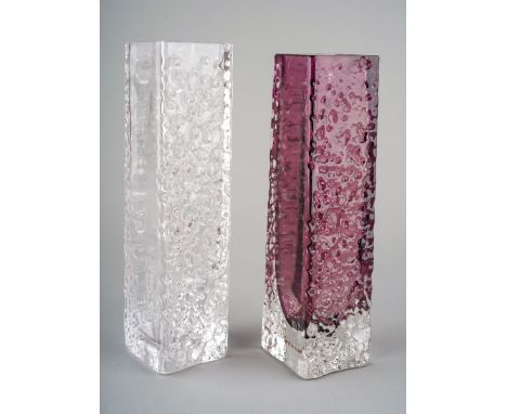 Whitefriars nail head vases x 2, designed by Geoffrey Baxter, 17cm high